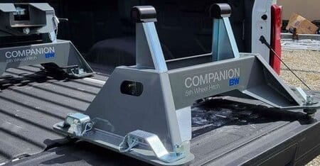 Companion 5th wheel hitch on a flatbed truck