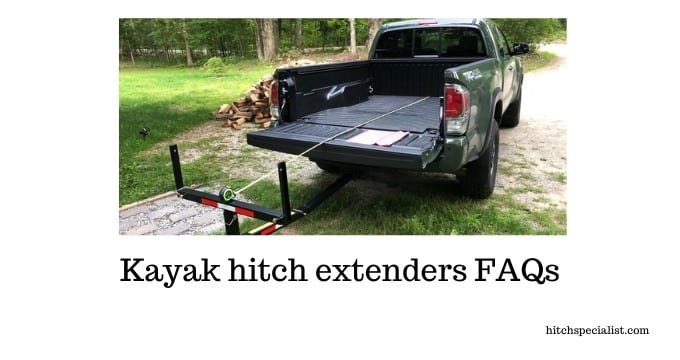 Kayak hitch extender on a short bed truck